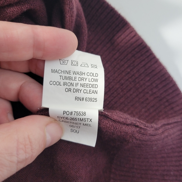 Men's Hawker Rye Cotton Cashmere 1/4 zip sweater Burgandy Size L - Picture 8 of 8
